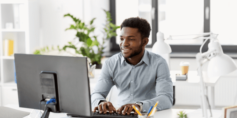 A businessman uses AI for content creation|Survey Report Download Now Banner